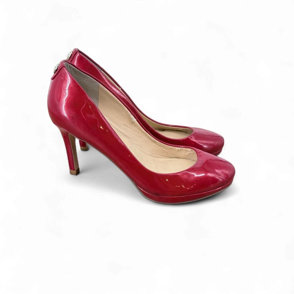 Petite Size 4.5 Cherry Red Patent Leather Almond Toe Platform Stiletto Pumps